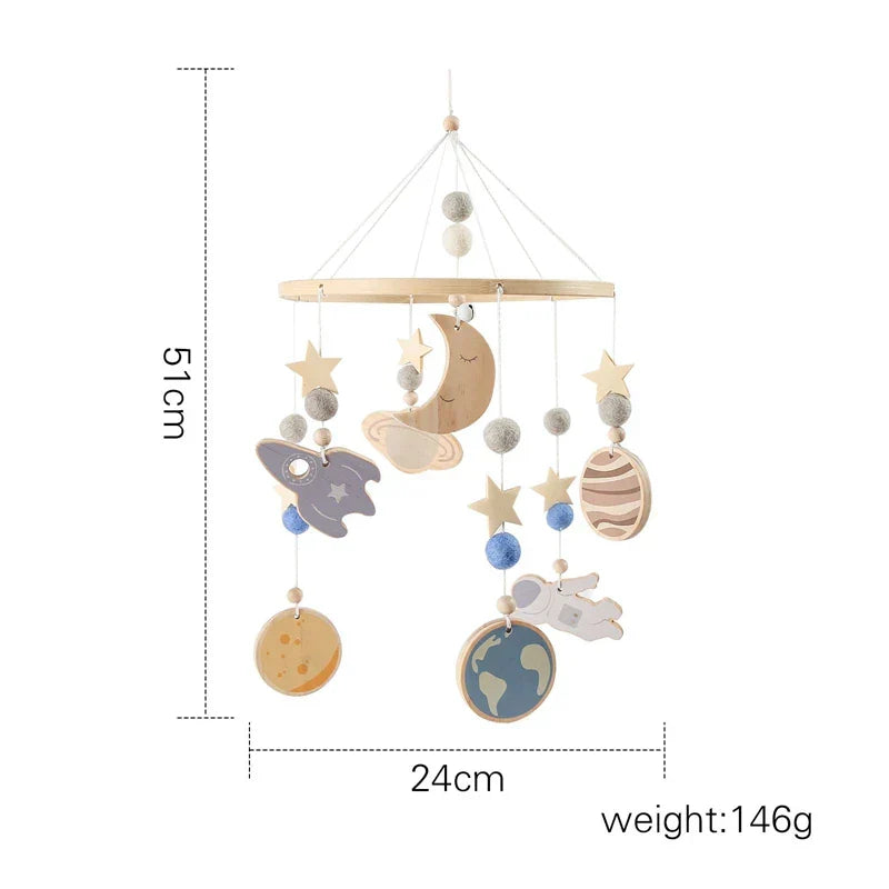 Soft Wood Baby Crib Mobile with Calming Music