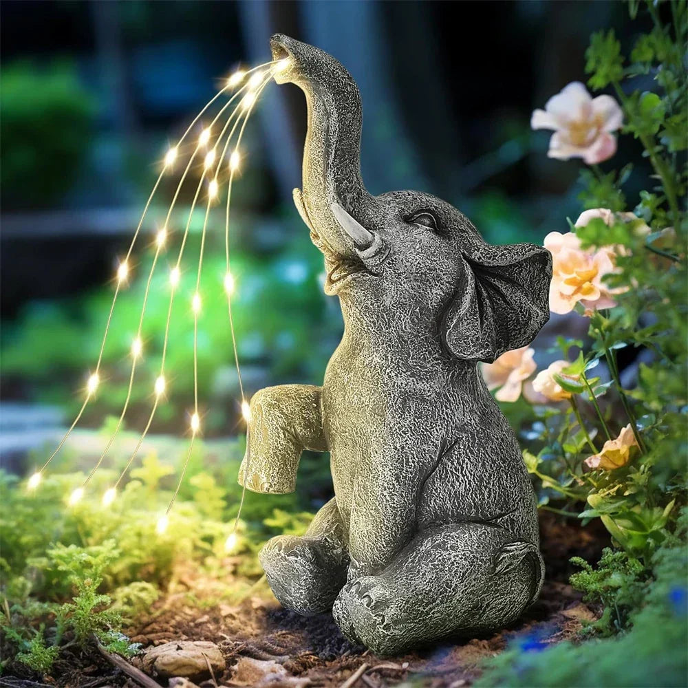 Garden Solar Elephant Figure with Fairy Lights - Luxicro