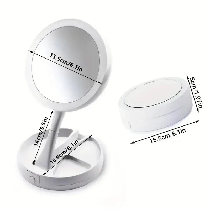 Portable LED Travel Mirror with 10x Magnification