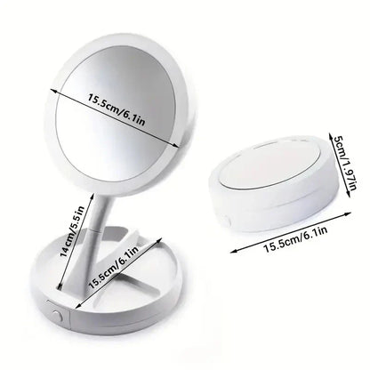 Portable LED Travel Mirror with 10x Magnification