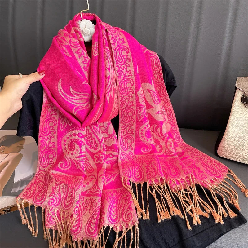 Soft Cashmere Women's Scarf with Warm Luxury Print