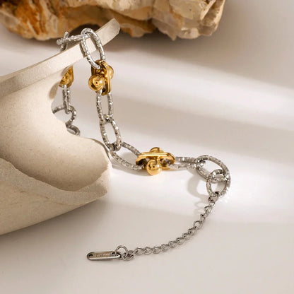 Fashionable Two Tone Silver Hinged Bangle