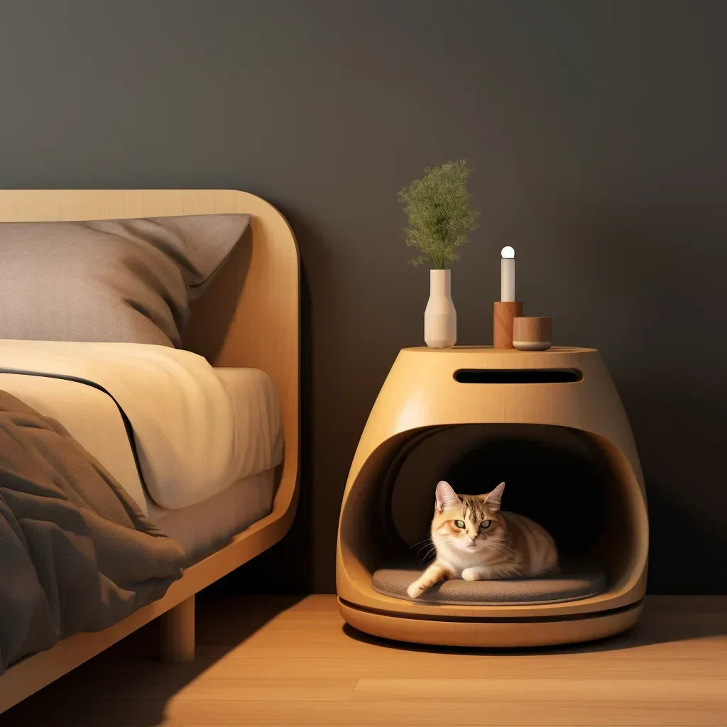 Compact Cat Bed Side Table