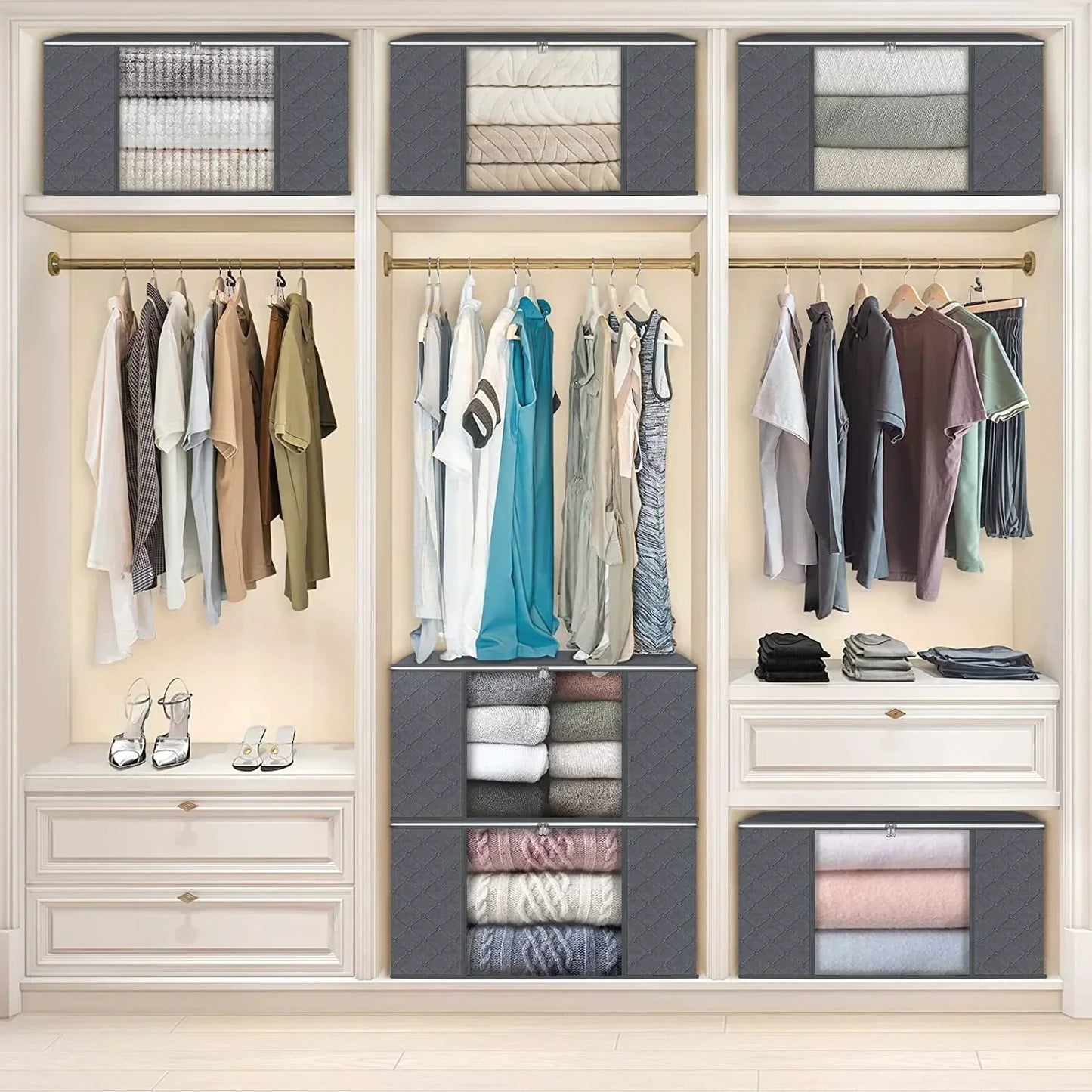 Collapsible Closet Storage Bag for Clothes and Blankets