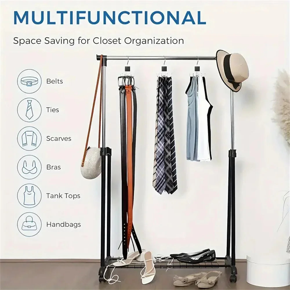 Compact 6 Hook Spin Closet Organizer
