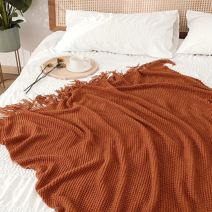 Cozy Lightweight Yellow Knit Blanket