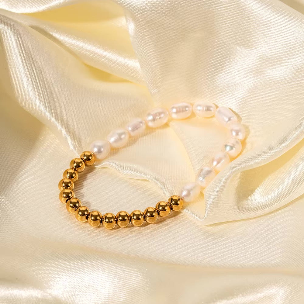 Elegant Golden Beaded Charm Bracelet