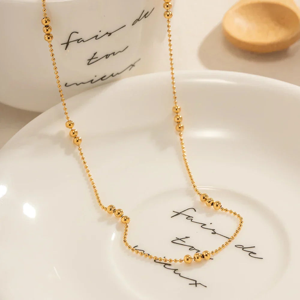 Dainty 3 Pearl Drop Gold Chain Necklace