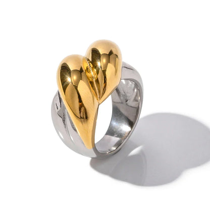 Luxurious Two Tone Gold Finish Cocktail Ring