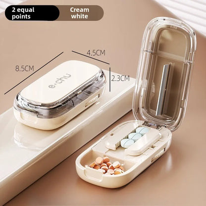 Compact Travel Pill Box Cutter Container