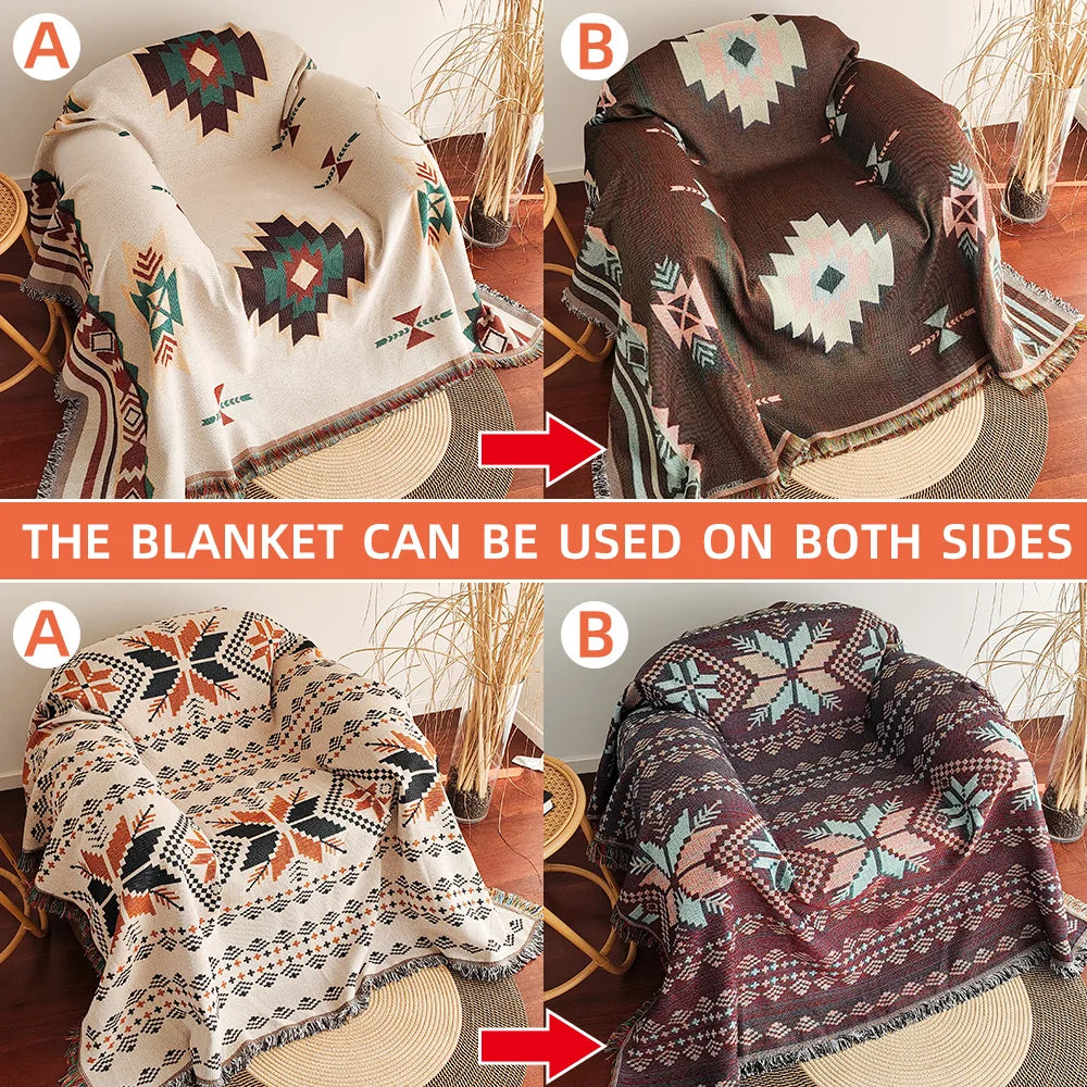 Big Boho Chic Fringed Throw Blanket