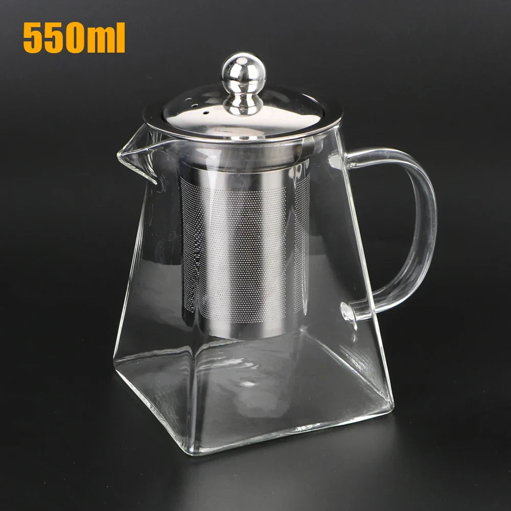 Premium Glass Teapot with Steel Strainer, 550ml - Luxicro