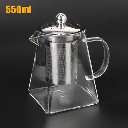 Premium Glass Teapot with Steel Strainer, 550ml - Luxicro