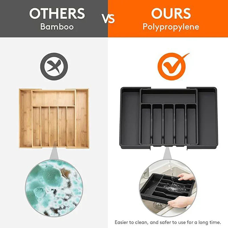 Compact Sliding Kitchen Drawer Storage Organizer