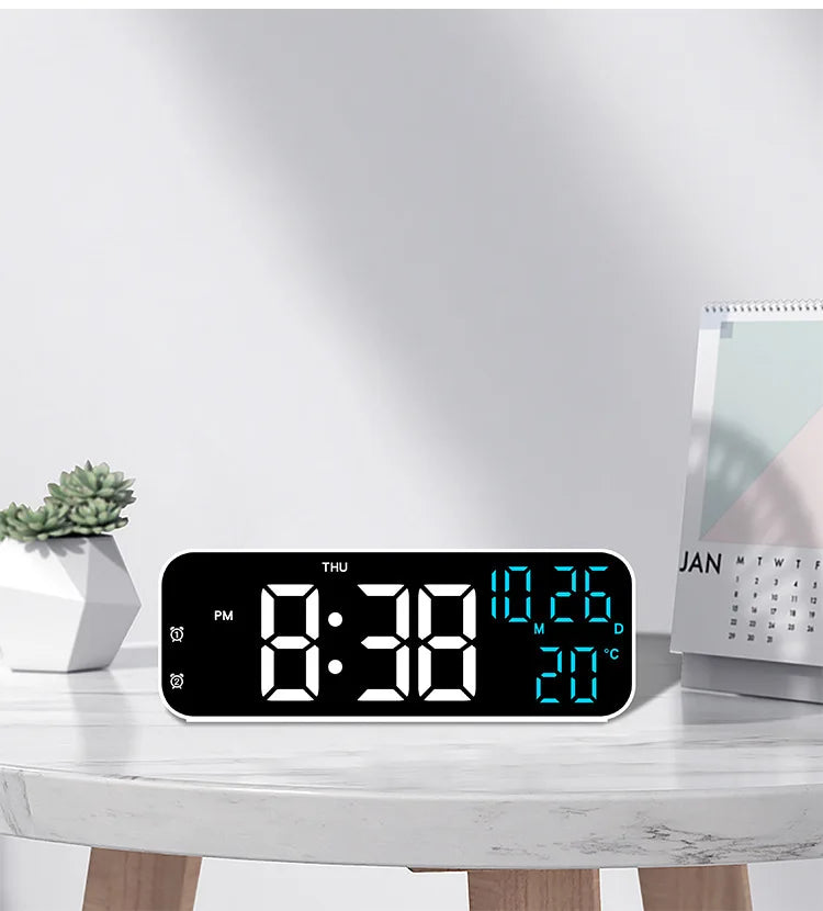 Digital LED Wall Clock with Date and Temperature