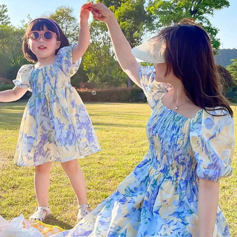 Cute Floral Mother Daughter Dress Set - Luxicro