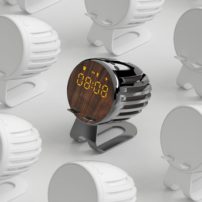 Modern Wooden Wireless Speaker Clock Radio - Luxicro