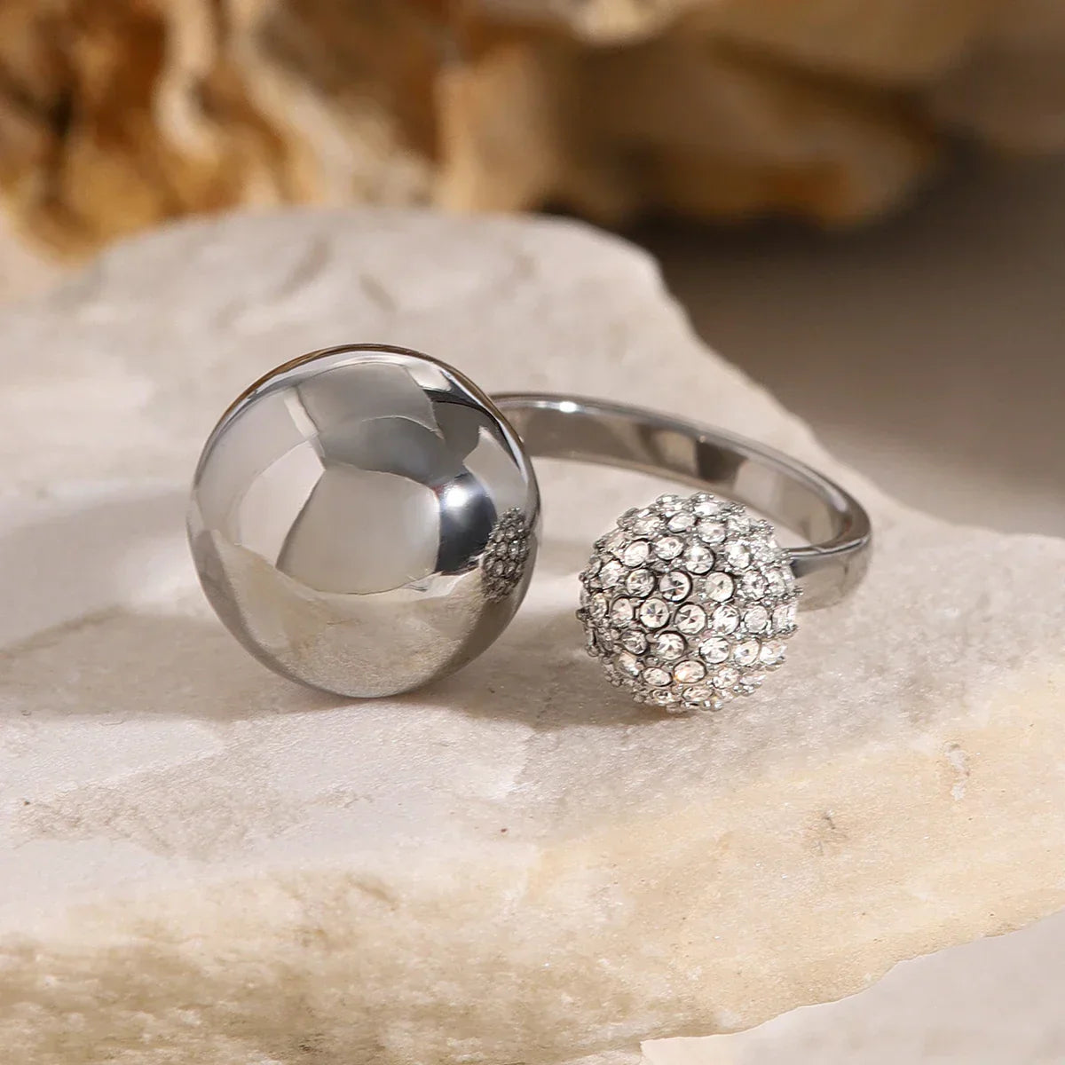 Exquisite Cut Crystal Ball Ring