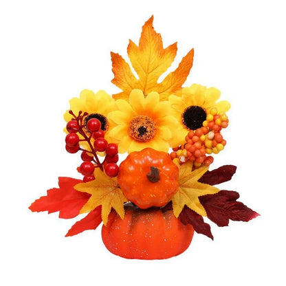 Autumn Decor Pumpkin with Artificial Flowers