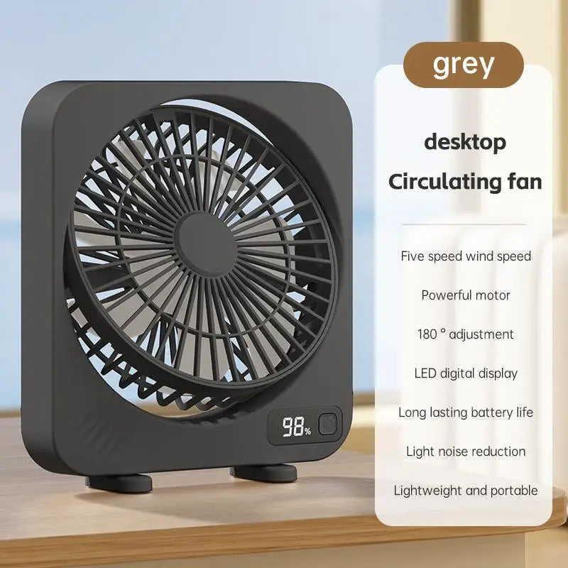 Compact USB Desk Fan with 5-Speed Digital Control - Luxicro