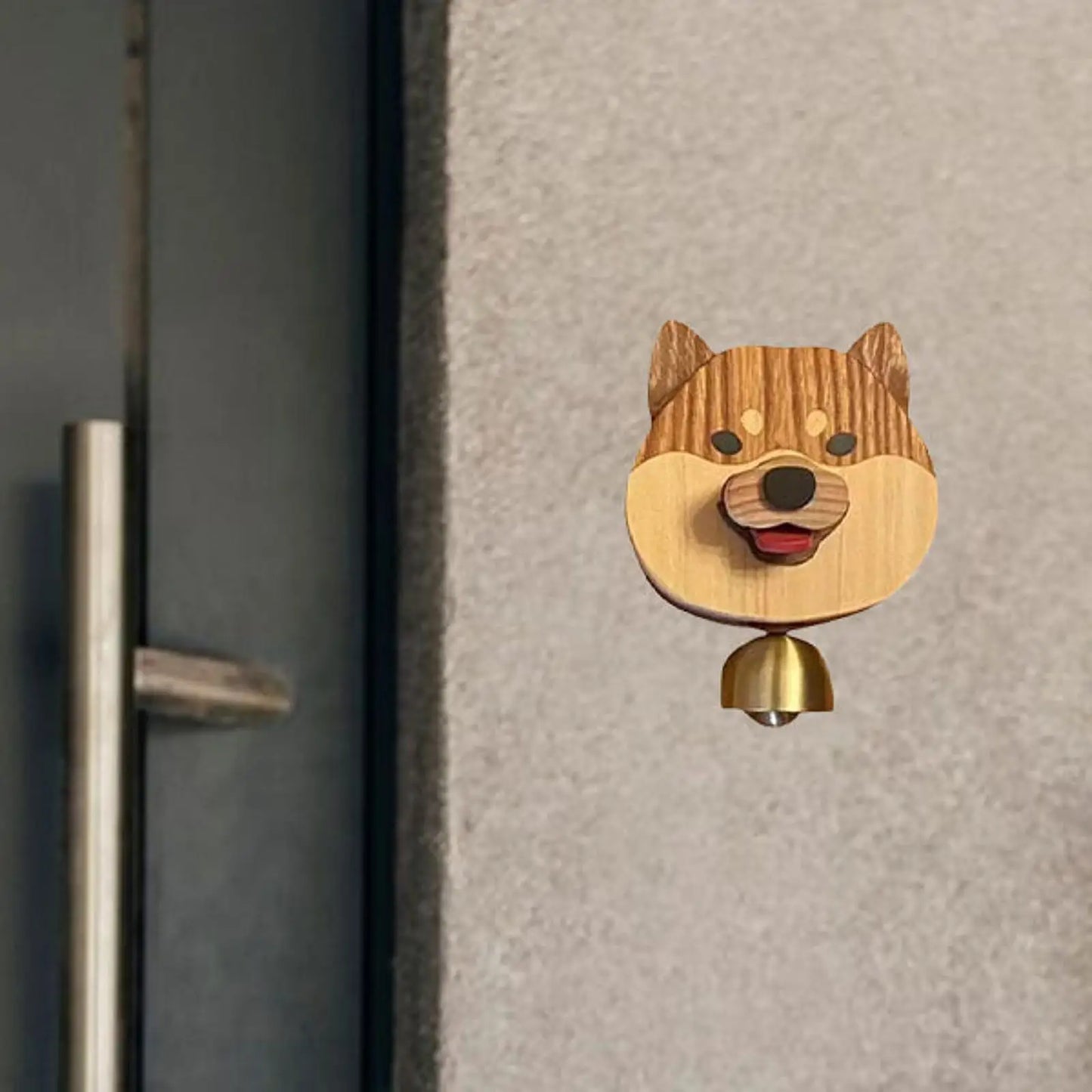 Cute Puppy Doorbell Wooden Push Button