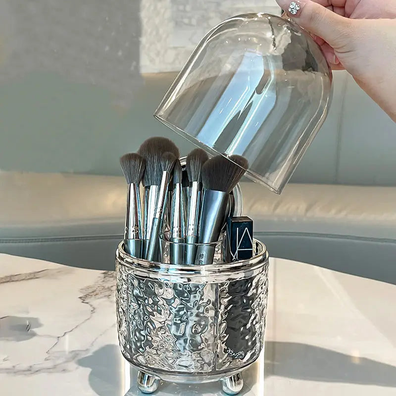 Spinning Cosmetic Organizer Box, Metallic Grey