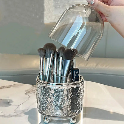 Spinning Cosmetic Organizer Box, Metallic Grey