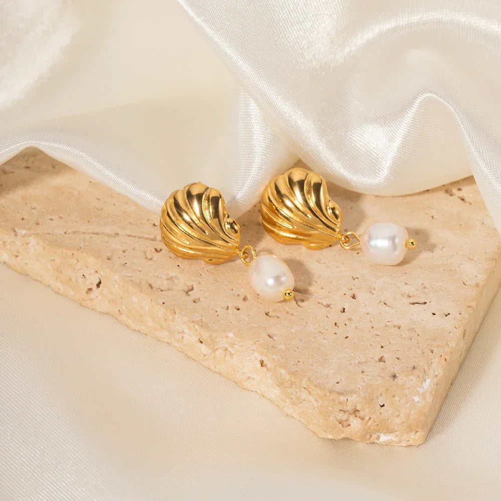 Beautiful White Fresh Pearl Drop Earrings