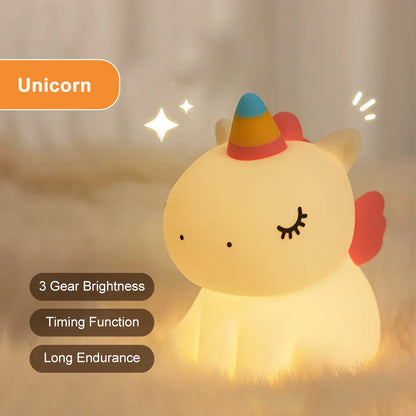 Cute Unicorn Nightlight, Soft Silicone, USB Rechargeable