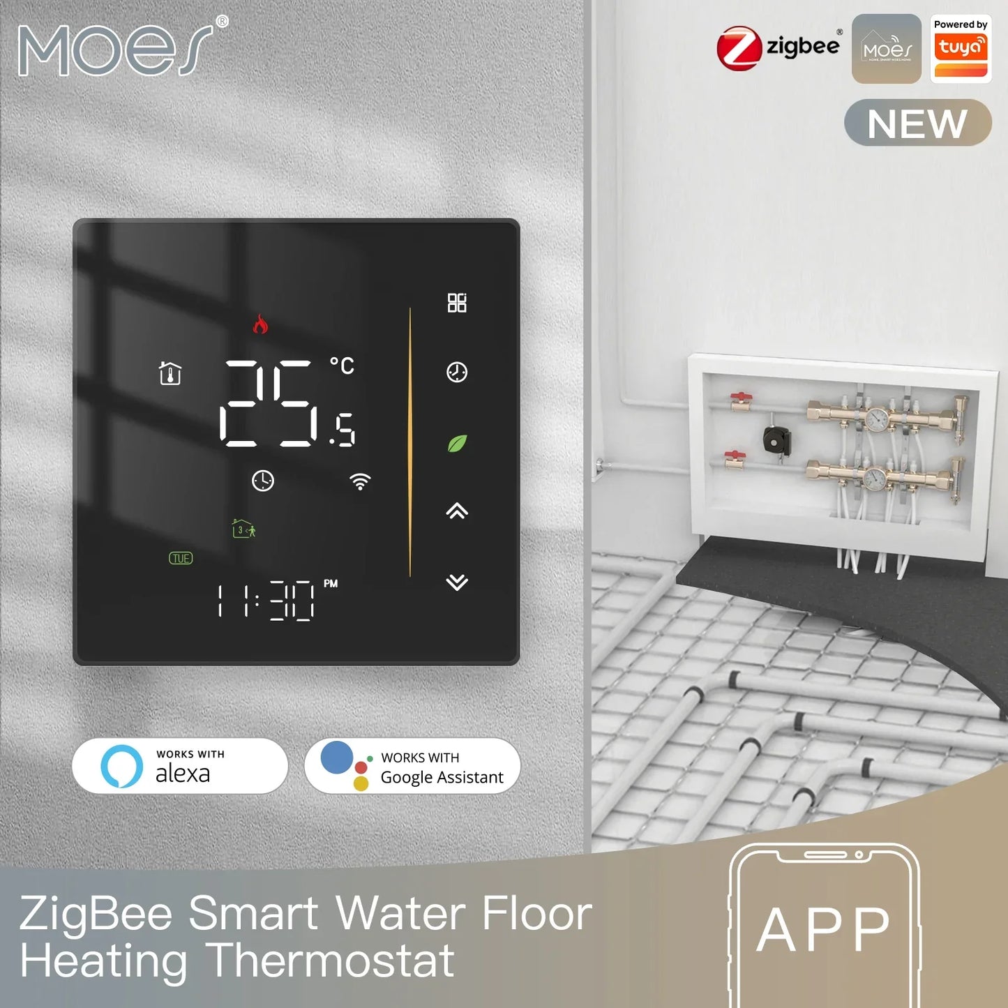 Smart Glass Thermostat Wall Mount Energy Efficient Hub