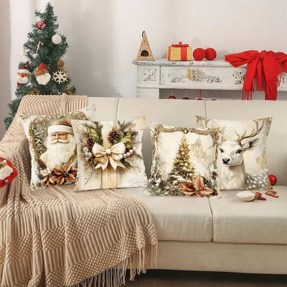 Cosy Christmas Cushion Covers Set of 4 Red Velvet