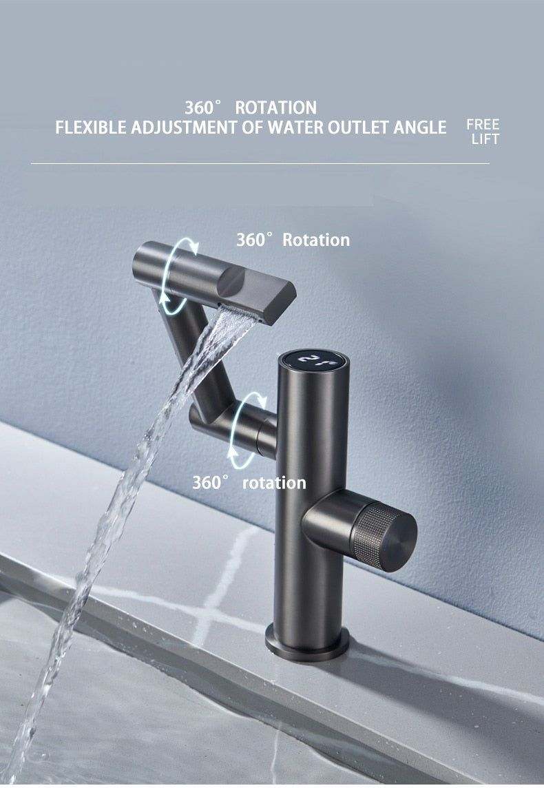 Contemporary Automatic Rotating Waterfall Sink Faucet