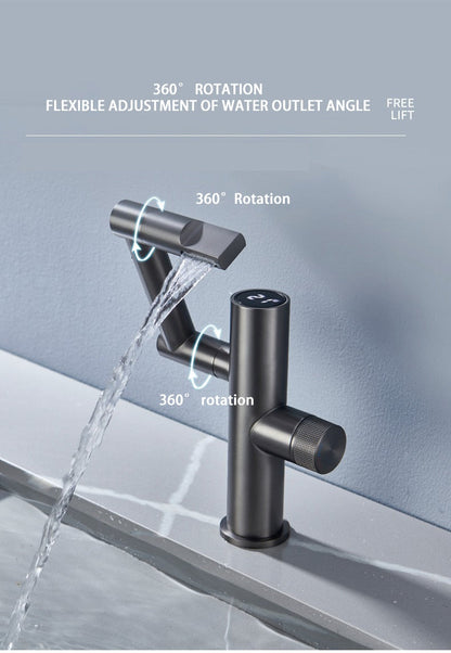 Contemporary Automatic Rotating Waterfall Sink Faucet