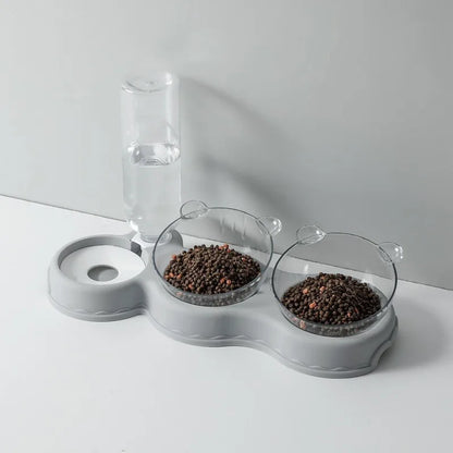 Adjustable Pet Feeder 3 Bowl Stand with Water Bottle
