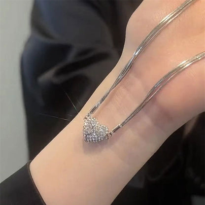 Shiny Gemstone Heart Shape Pendant Necklace