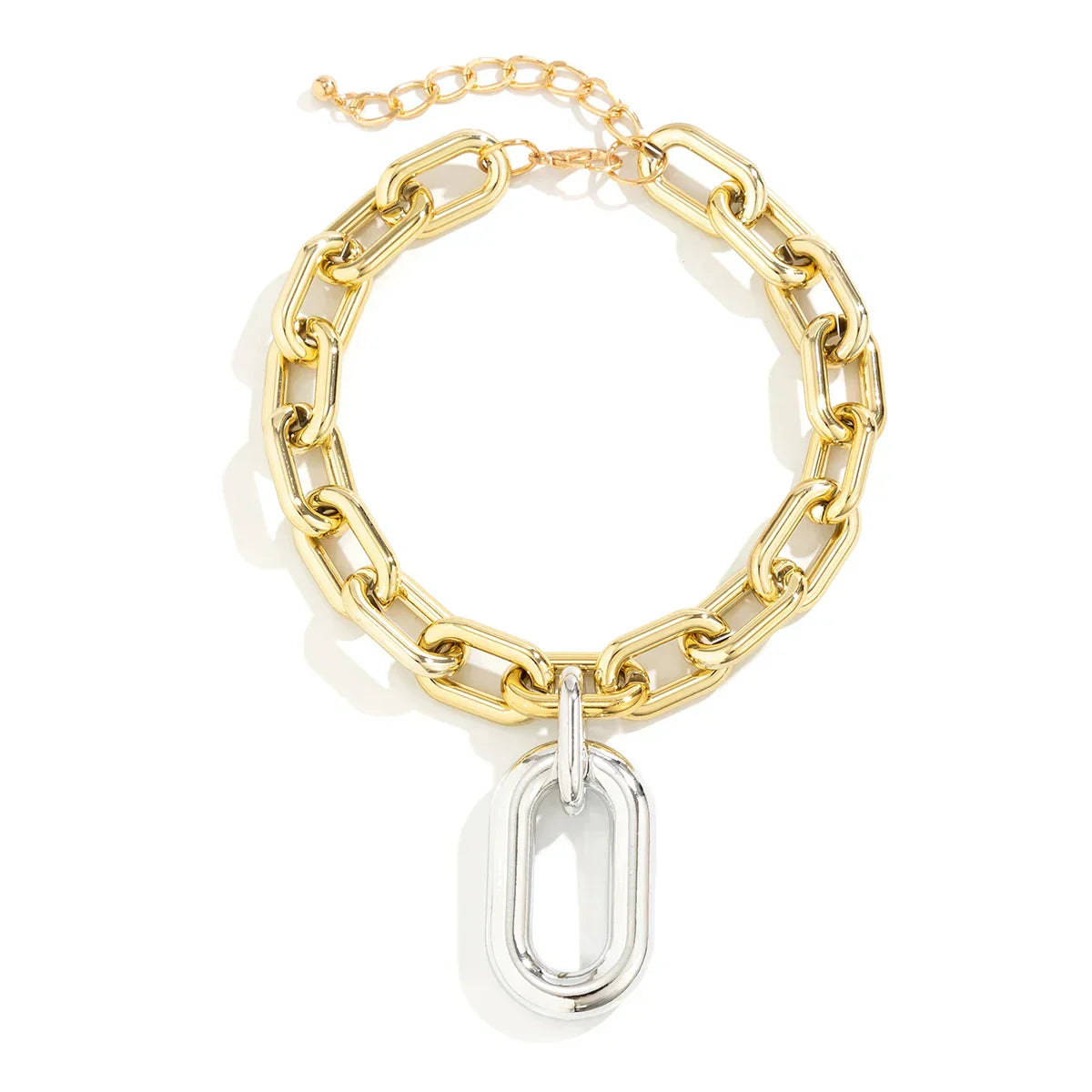 Edgy Two Tone Paperclip Link Necklace