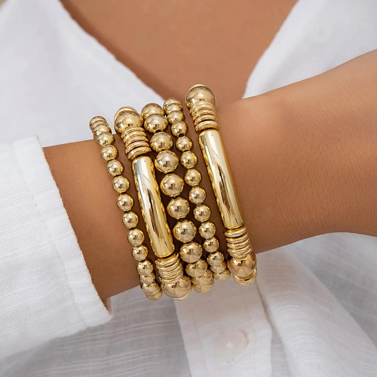 Fashionable Multi Strand Bead Bracelet Set
