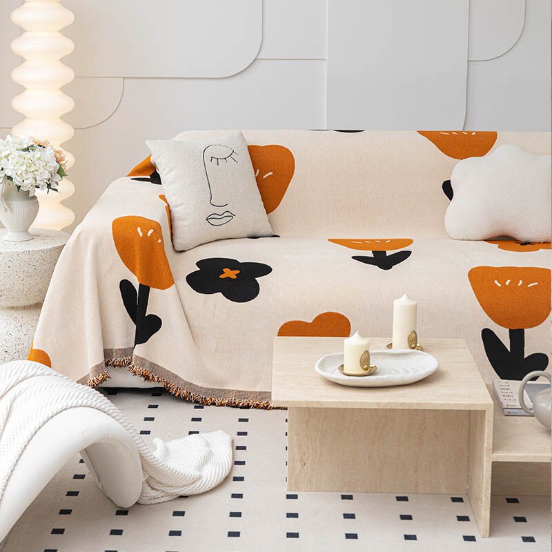 Decorative Flower Anti Slip Sofa Protector