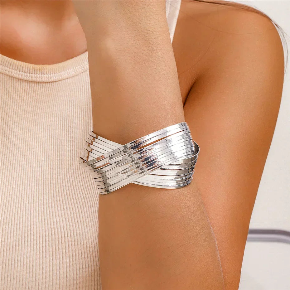 Unique Double Wrap Cross Bangle Jewelry