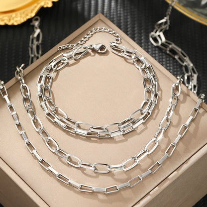Interlocking Metal Paperclip Link Jewelry Set