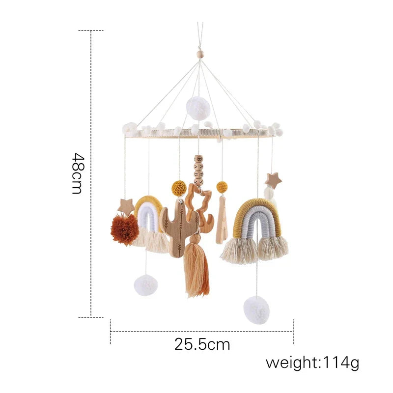 Soft Wood Baby Crib Mobile with Calming Music