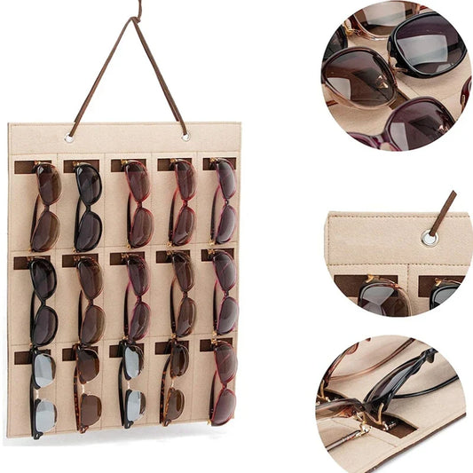 Compact Wall Mount Glasses Organizer Storage Case - Luxicro
