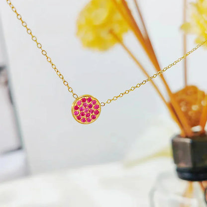 Sparkling Birthstone Circle Pendant Necklace