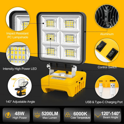Bright 48 LED Rechargeable Work Spotlight