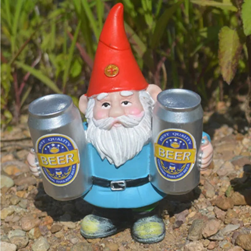 Humorous Lawn Beer Gnome Statue Decor