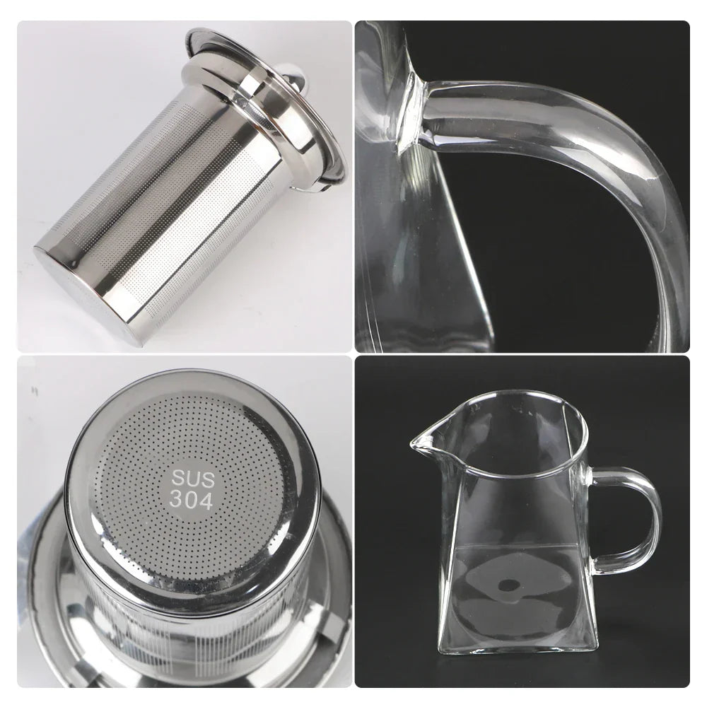 Premium Glass Teapot with Steel Strainer, 550ml