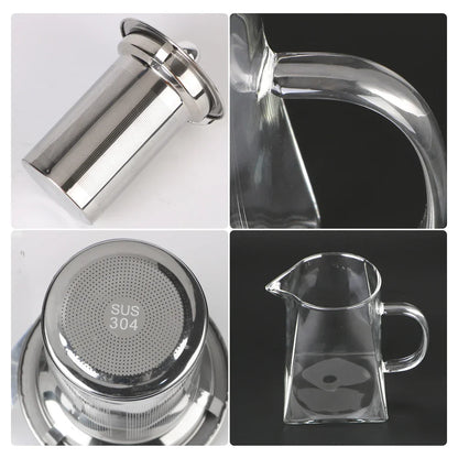 Premium Glass Teapot with Steel Strainer, 550ml