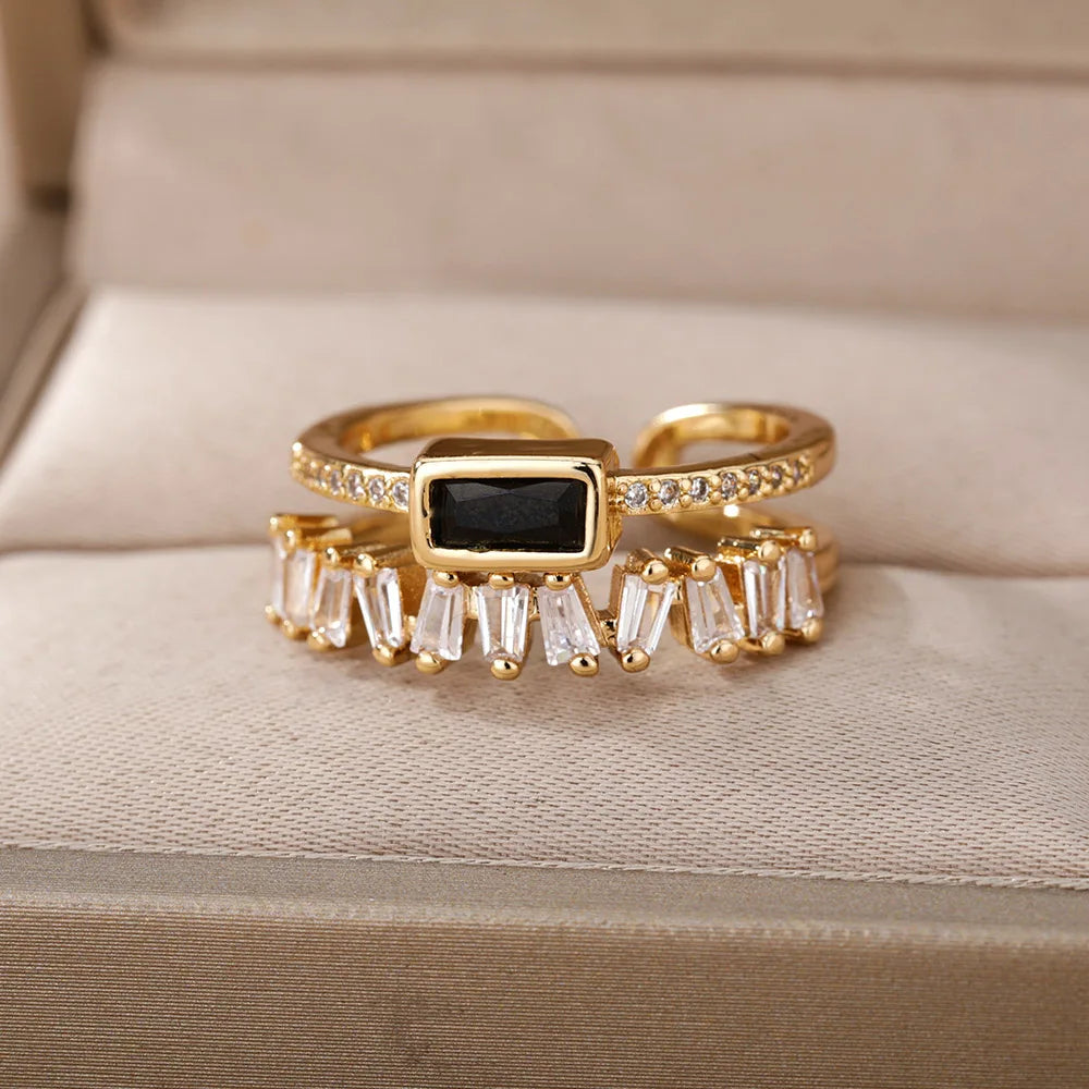 Elegant 2 Layer Diamond Baguette Ring