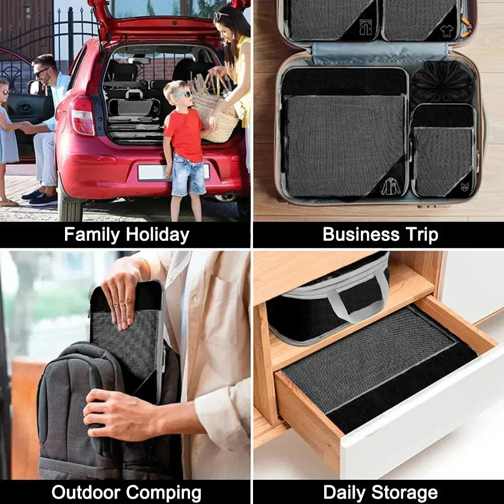 Compact Travel Packing Cube Set 6 Piece Waterproof Bags