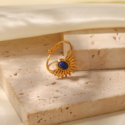 Dainty Sky Blue Gemstone Sun Ring